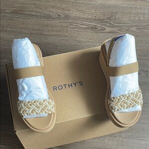 Rothy's Tan Woven Sandals